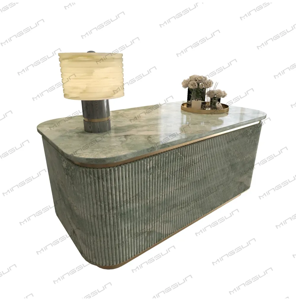 elegant-hotel-decorative-console-table-with-gold-trim-and-ambient-lighting - MINGSUN