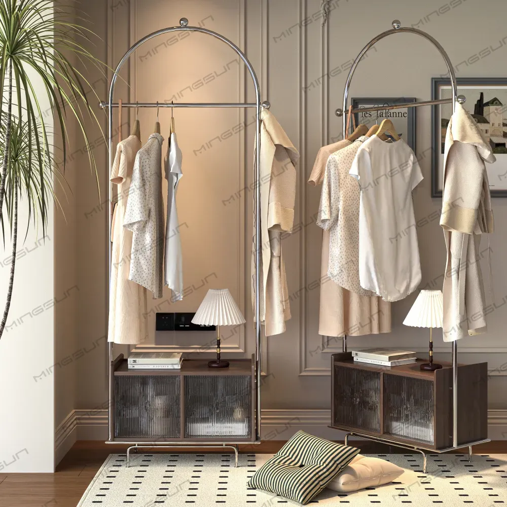 elegant-hotel-room-interior-with-paired-clothing-racks-and-decorative-lamps-for-guest-comfort - MINGSUN elegant-hotel-room-interior-with-paired-clothing-racks-and-decorative-lamps-for-guest-comfort - MINGSUN