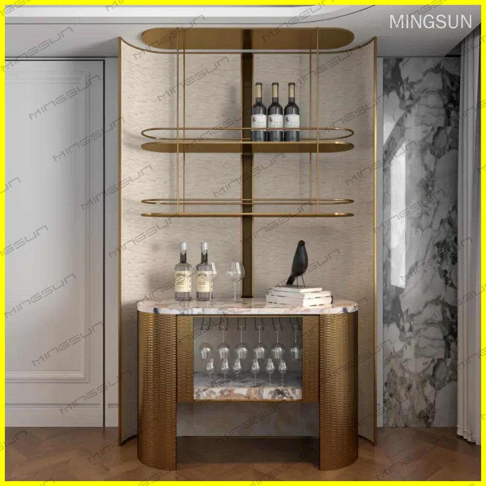 elegant-hotel-room-service-station-with-wine-glass-rack-and-ambient-lighting - MINGSUN