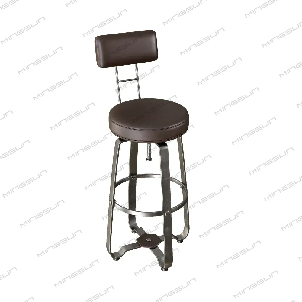 elegant-upholstered-counter-stool-with-stainless-steel-footrest - MINGSUN