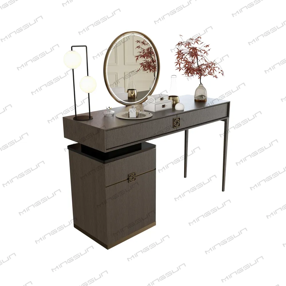 elegant-vanity-table-with-rectangular-top-gold-accent-hardware-and-integrated-storage-cabinet - MINGSUN elegant-vanity-table-with-rectangular-top-gold-accent-hardware-and-integrated-storage-cabinet - MINGSUN