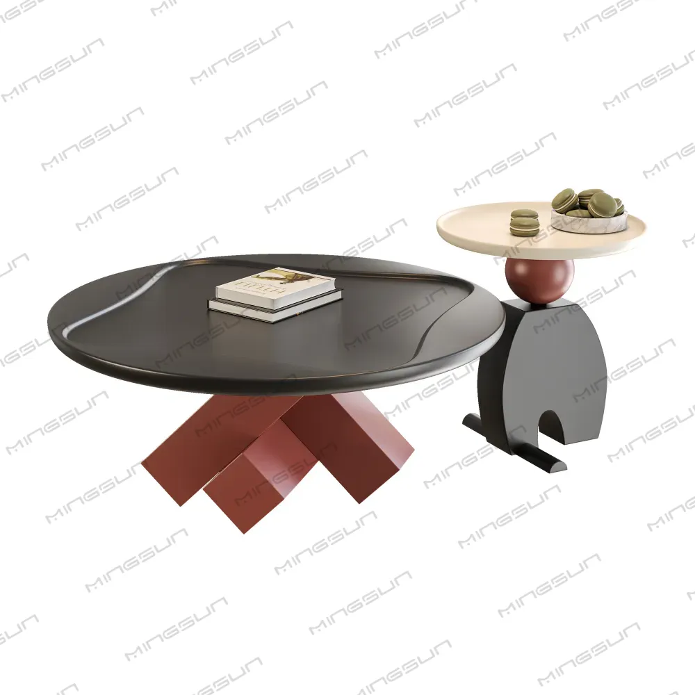 exclusive-clubhouse-coffee-table-art-deco-abstract-shape-two-level-design-black-white-red-color-combination-seamless-product-shot - MINGSUN exclusive-clubhouse-coffee-table-art-deco-abstract-shape-two-level-design-black-white-red-color-combination-seamless-product-shot - MINGSUN