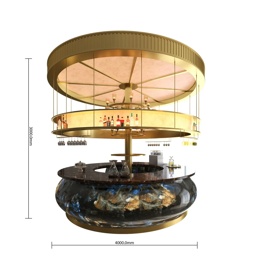 high-end-circular-bar-dimensions-4000mm-by-3000mm-gold-hanging-bottle-display - MINGSUN