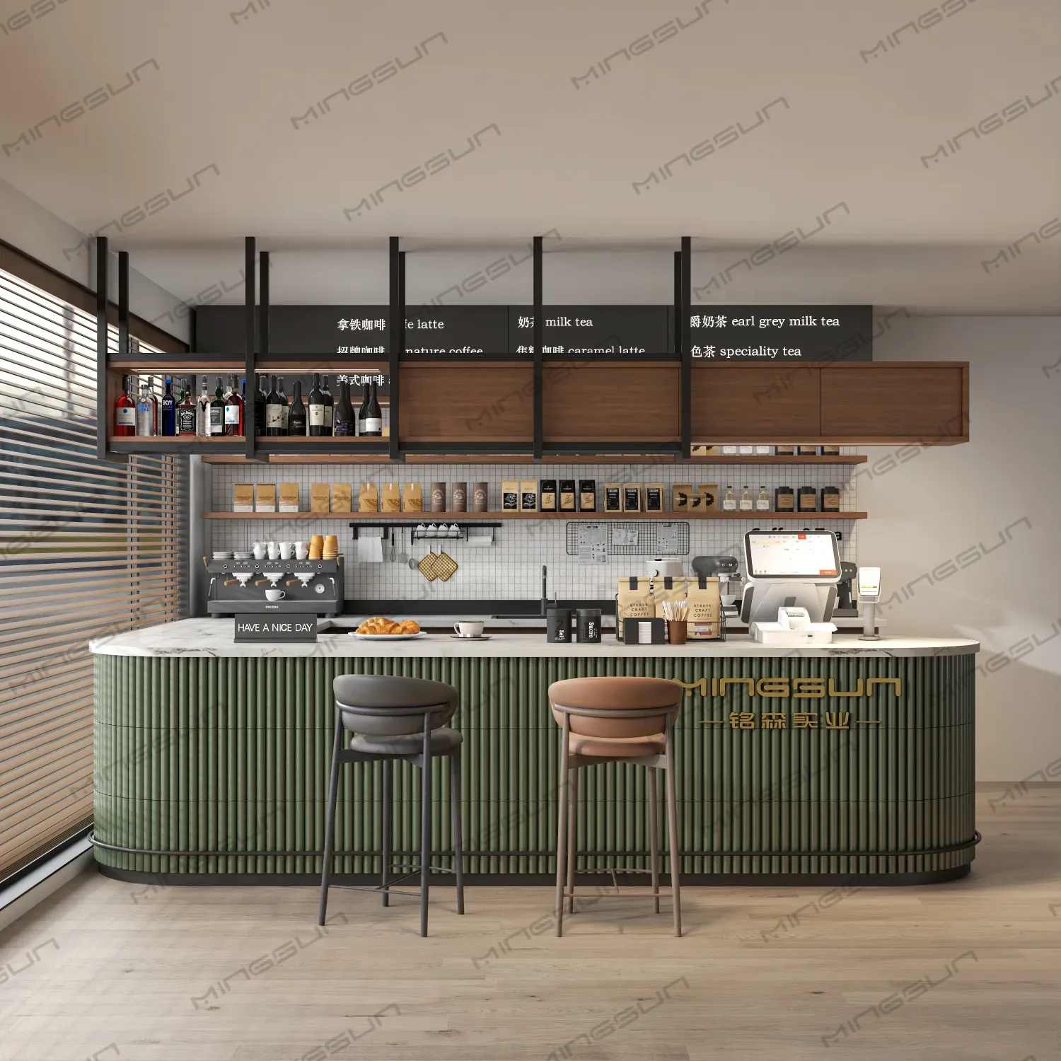 high-end-commercial-coffee-bar-for-hotels-with-mingsun-branding - MINGSUN