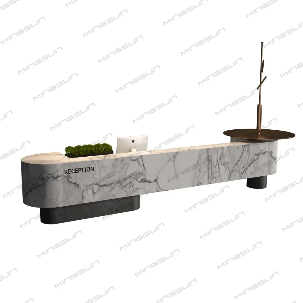 high-end-commercial-reception-desk-white-marble-texture-modern-curved-design-dark-base-premium-quality - MINGSUN high-end-commercial-reception-desk-white-marble-texture-modern-curved-design-dark-base-premium-quality - MINGSUN