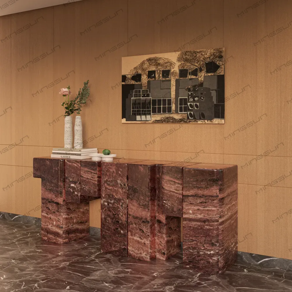 high end entrance console table nero marquina marble top for boutique hotel foyer - MINGSUN high end entrance console table nero marquina marble top for boutique hotel foyer - MINGSUN
