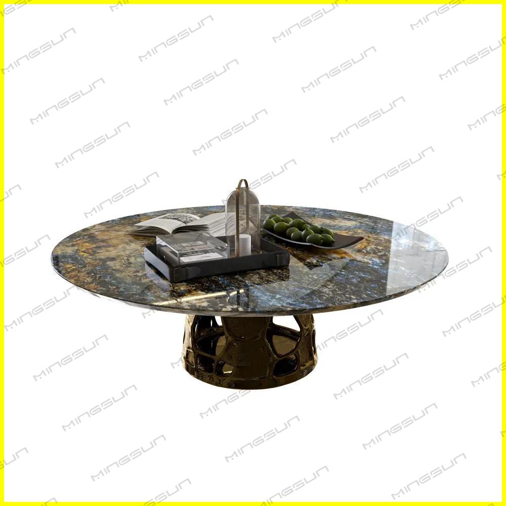 high-end-executive-lounge-coffee-table-polished-semi-precious-stone-top-unique-sculptural-brass-base-premium-material-showcase - MINGSUN