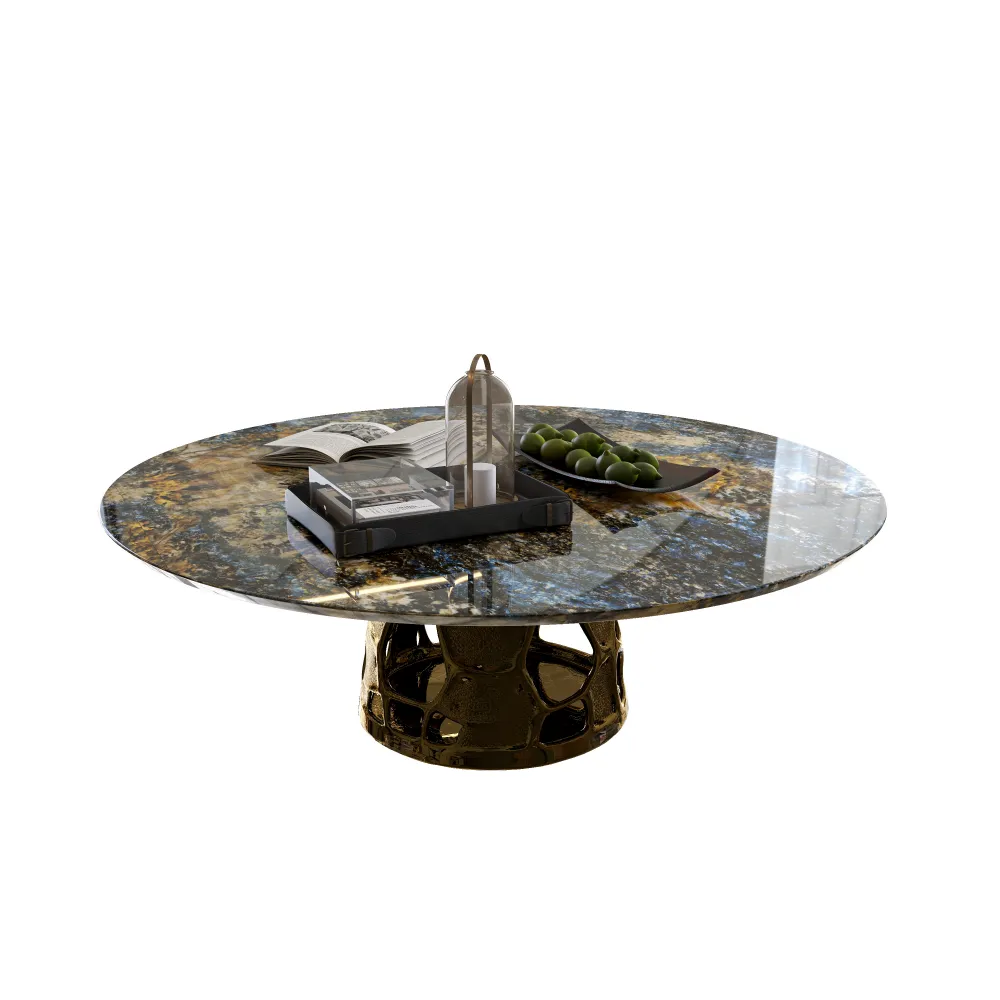 high-end-executive-lounge-coffee-table-polished-semi-precious-stone-top-unique-sculptural-brass-base-premium-material-showcase - MINGSUN