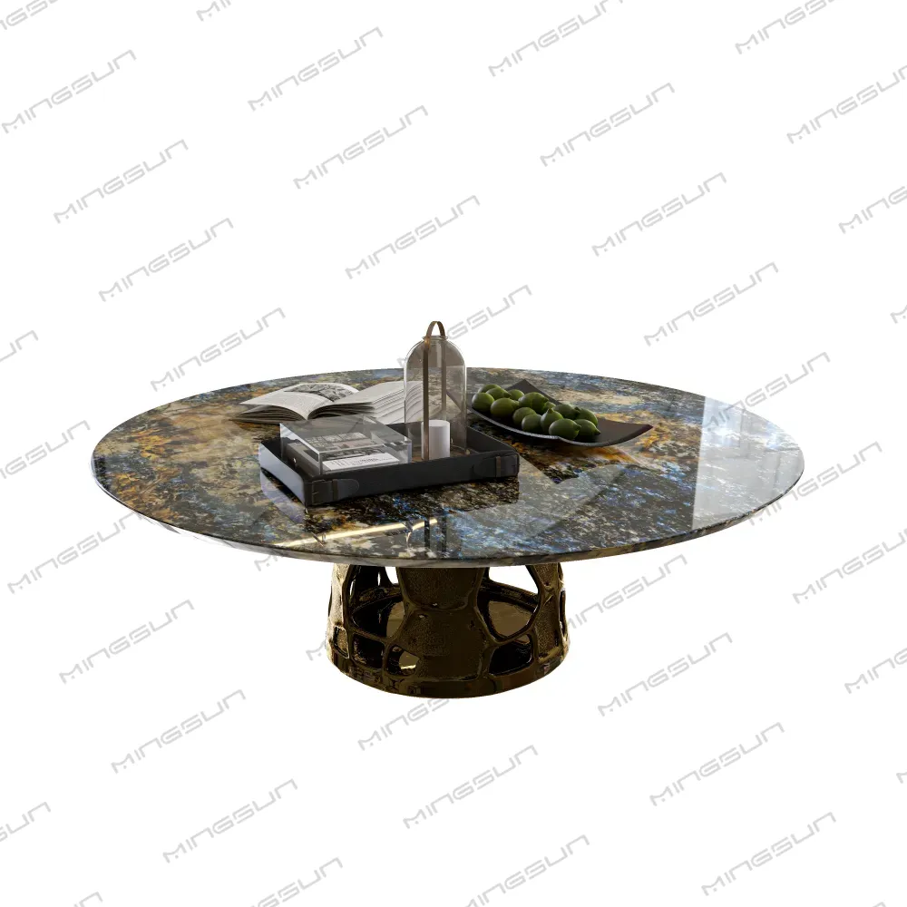 high-end-executive-lounge-coffee-table-polished-semi-precious-stone-top-unique-sculptural-brass-base-premium-material-showcase - MINGSUN high-end-executive-lounge-coffee-table-polished-semi-precious-stone-top-unique-sculptural-brass-base-premium-material-showcase - MINGSUN