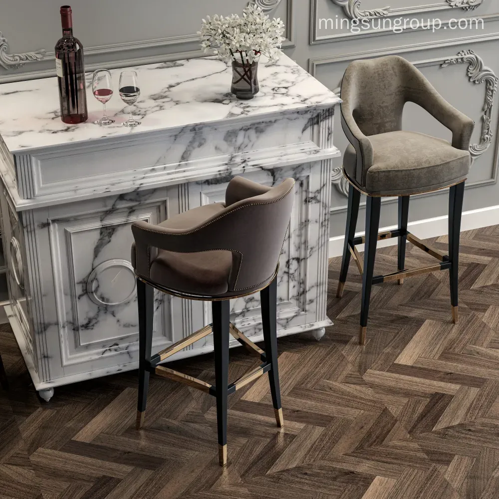 high-end-hotel-bar-furniture-set-marble-counter-seating - MINGSUN