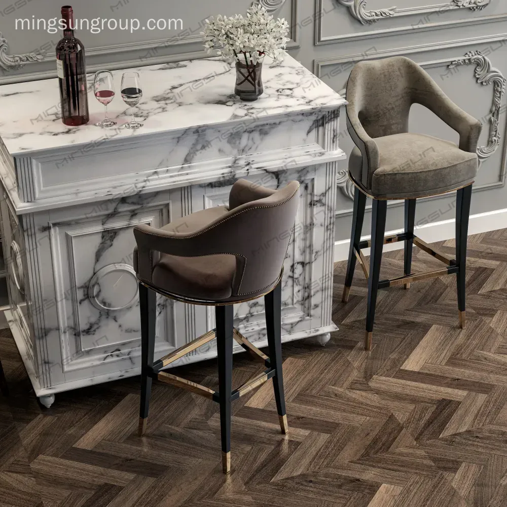 high-end-hotel-bar-furniture-set-marble-counter-seating - MINGSUN