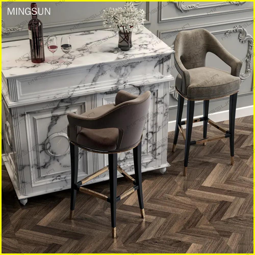 high-end-hotel-bar-furniture-set-marble-counter-seating - MINGSUN