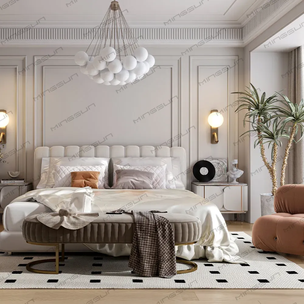 high-end-hotel-bedroom-with-coordinated-furniture-set-and-chandelier-for-guest-luxury - MINGSUN