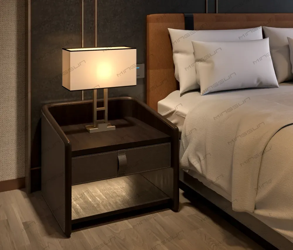 high-end-hotel-bedside-unit-with-sleek-design-and-warm-ambient-lamp-light - MINGSUN high-end-hotel-bedside-unit-with-sleek-design-and-warm-ambient-lamp-light - MINGSUN
