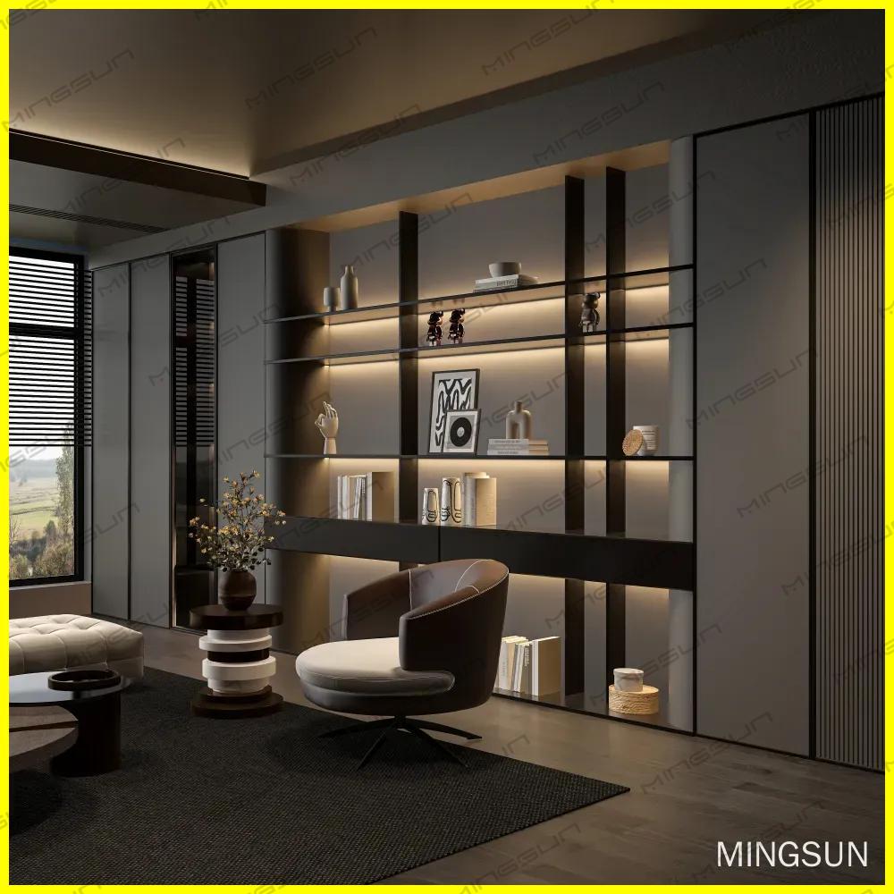 high-end-hotel-living-room-with-integrated-wall-unit-and-comfortable-seating-design - MINGSUN