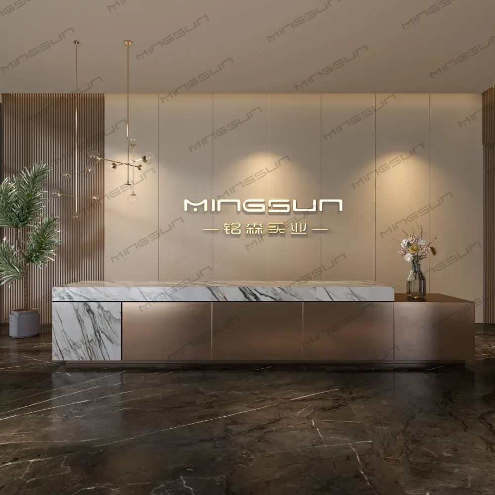 بهو فندق فاخر مع مكتب استقبال عصري وإضاءة محيطة لأجواء ترحيبية - MINGSUN بهو فندق فاخر مع مكتب استقبال عصري وإضاءة محيطة لأجواء ترحيبية - MINGSUN