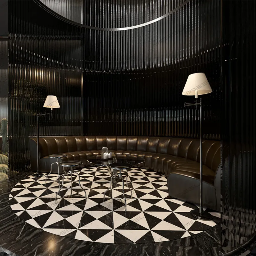 high-end-hotel-lounge-with-curved-leather-sofa-black-white-geometric-floor-and-led-lighting - MINGSUN high-end-hotel-lounge-with-curved-leather-sofa-black-white-geometric-floor-and-led-lighting - MINGSUN