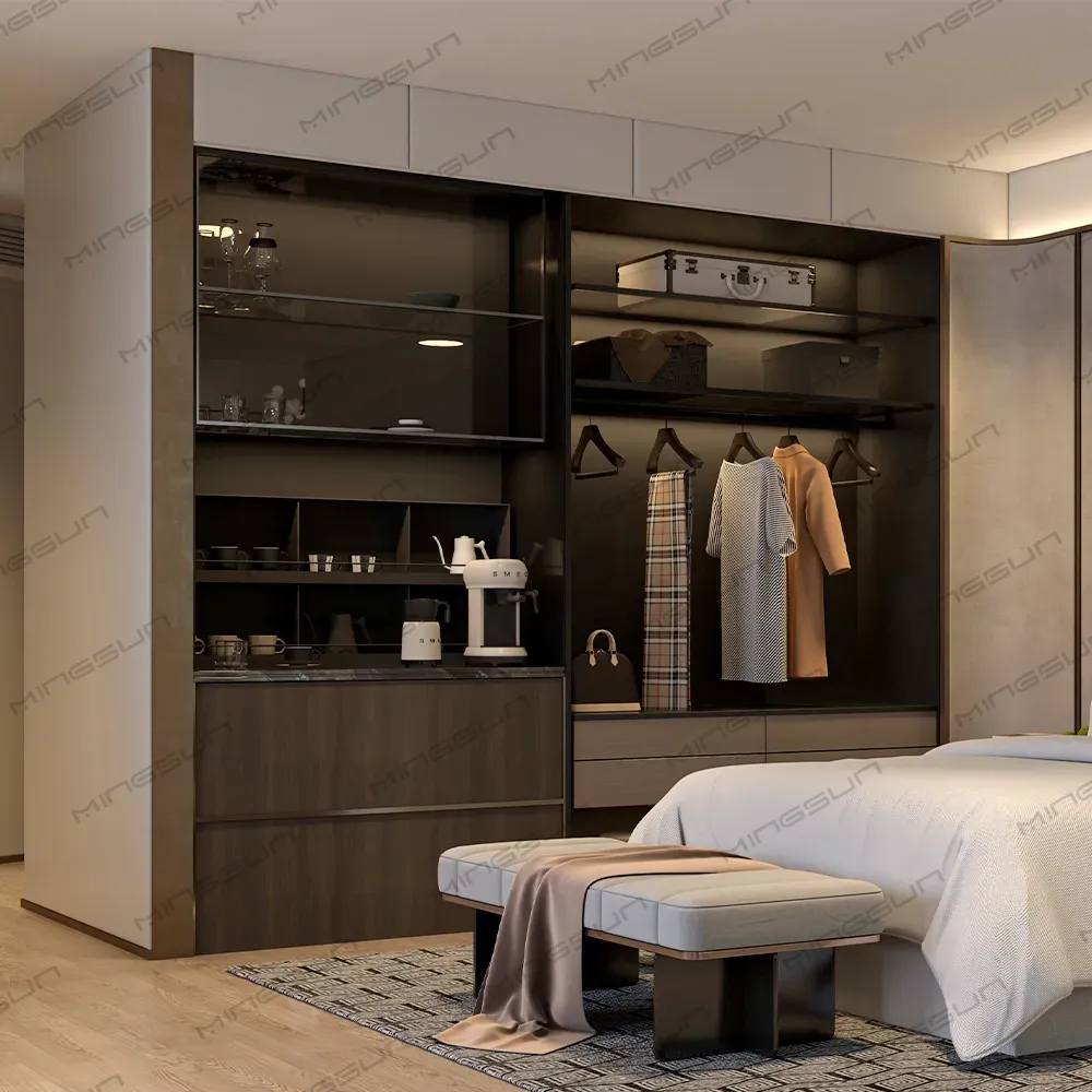 high-end-hotel-suite-with-wardrobe-and-minibar-combination-unit-for-guest-convenience - MINGSUN