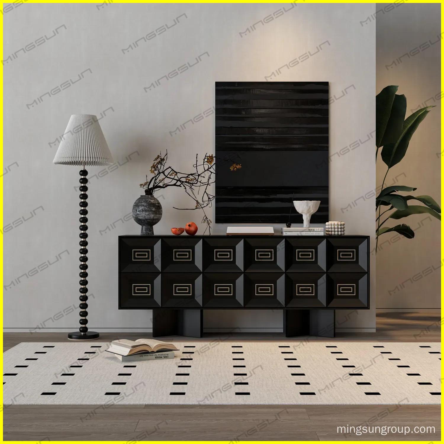 high-end-interior-black-sideboard-in-minimalist-hotel-suite-setting - MINGSUN