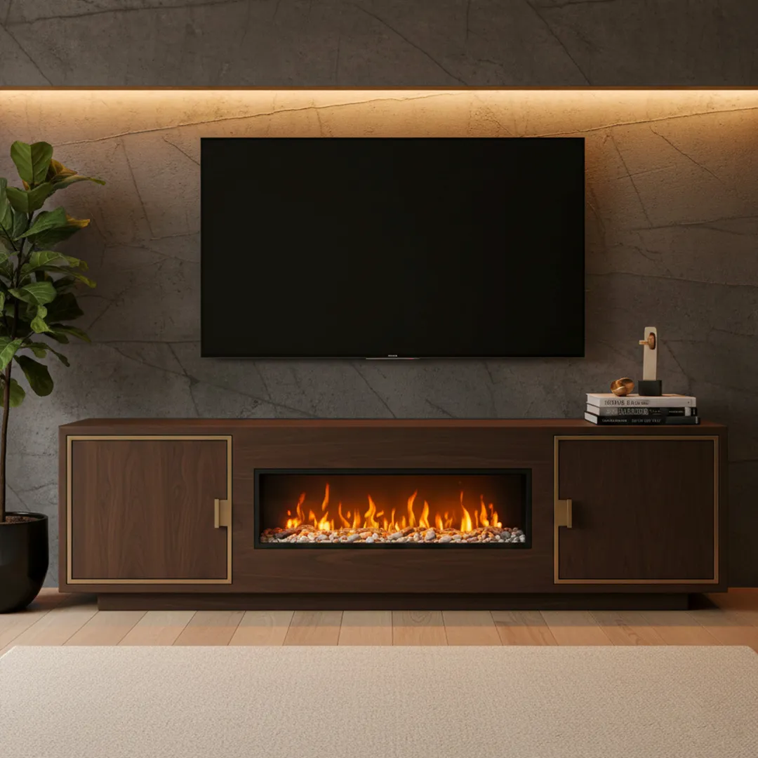 high-end tv consoles with fireplace - MINGSUN