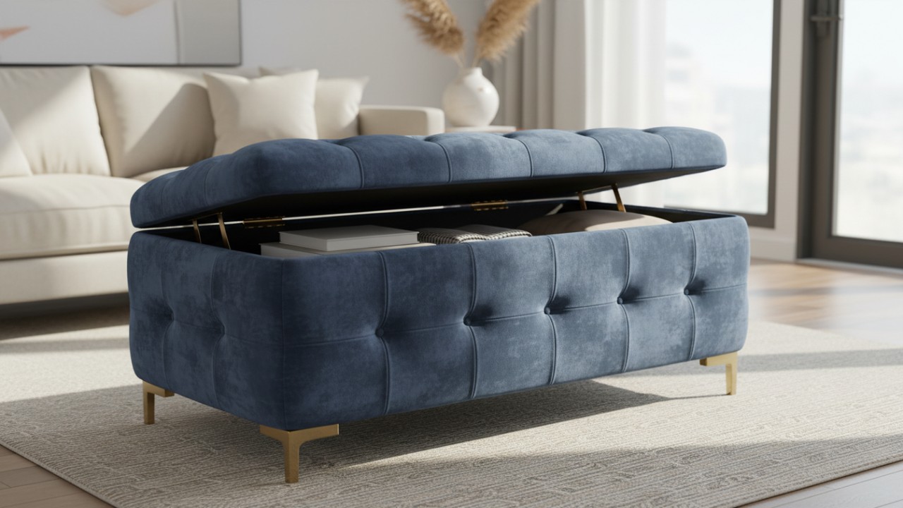 High-end upholstered storage ottoman