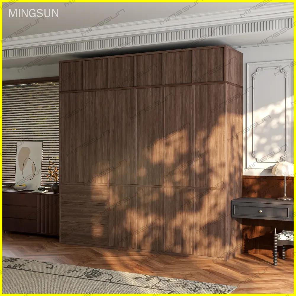high end walnut veneer wardrobe commercial furniture for hospitality - MINGSUN
