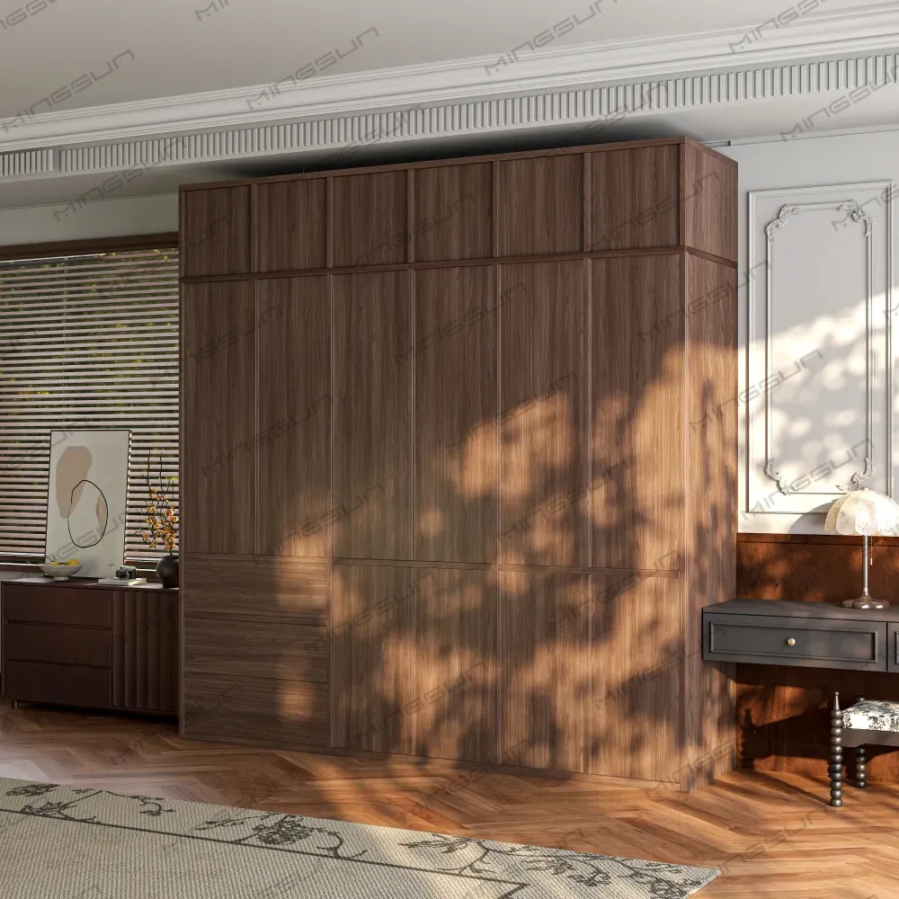 high end walnut veneer wardrobe commercial furniture for hospitality - MINGSUN