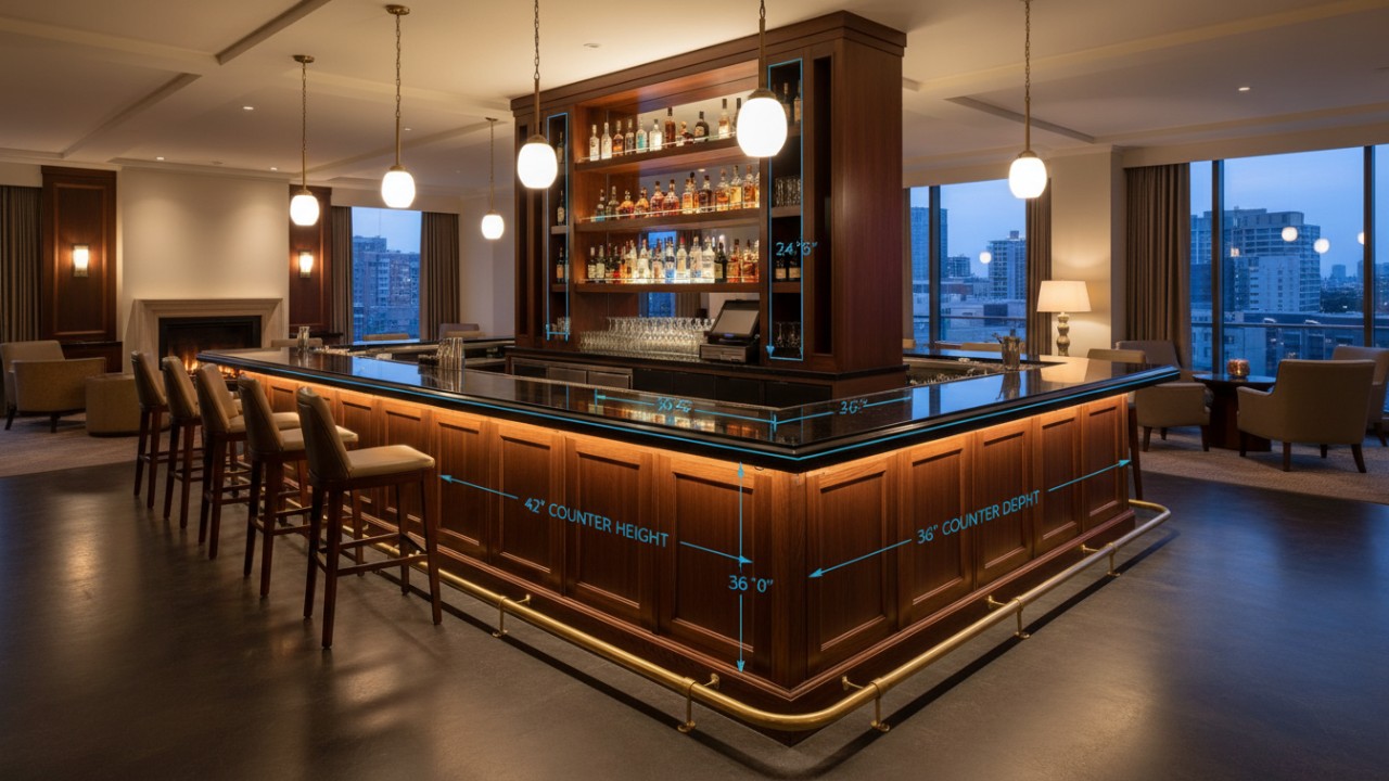 hotel bar ergonomics and dimensions