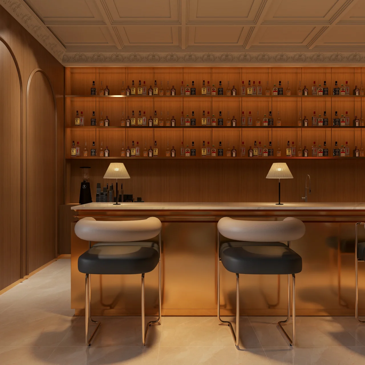 Custom Luxury Bar Counter & Back Display System | MINGSUN