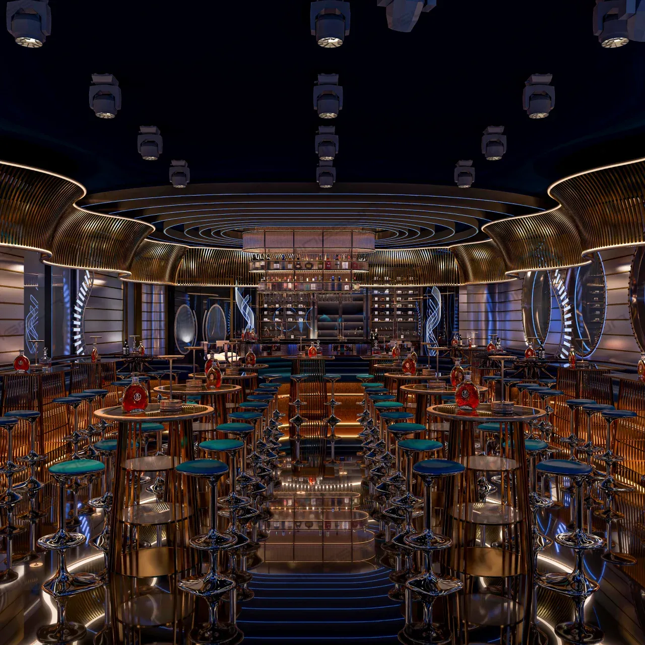 Custom Futuristic Sculptural Bar System | Themed Nightlife Furniture