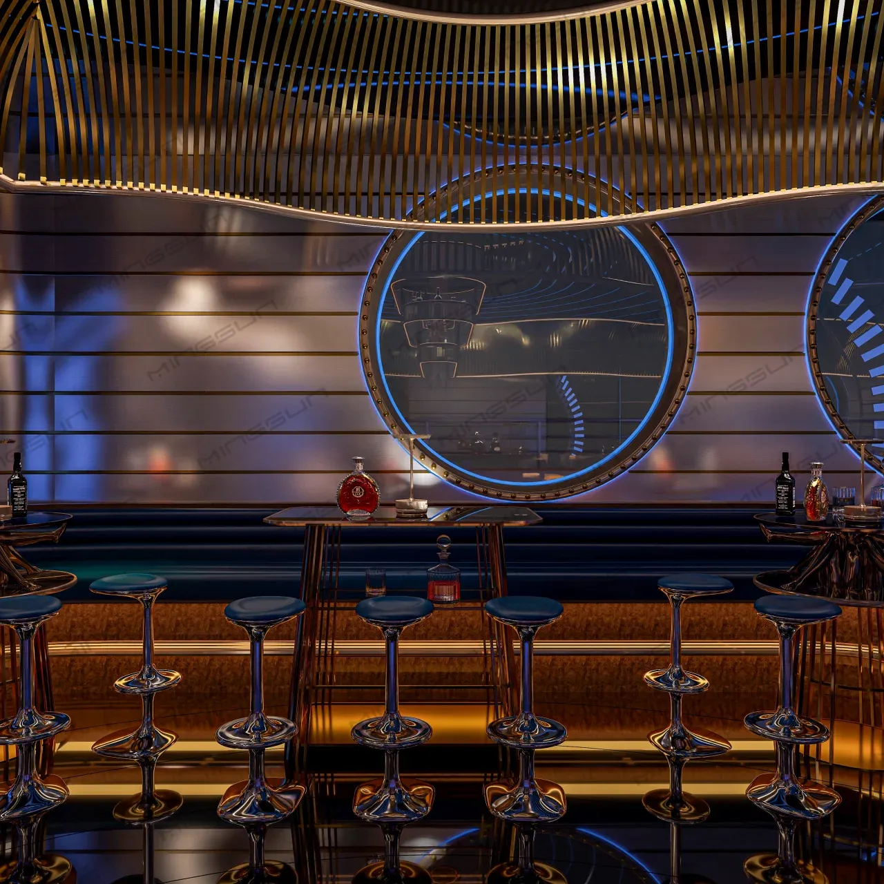 Custom Futuristic Sculptural Bar System | Themed Nightlife Furniture