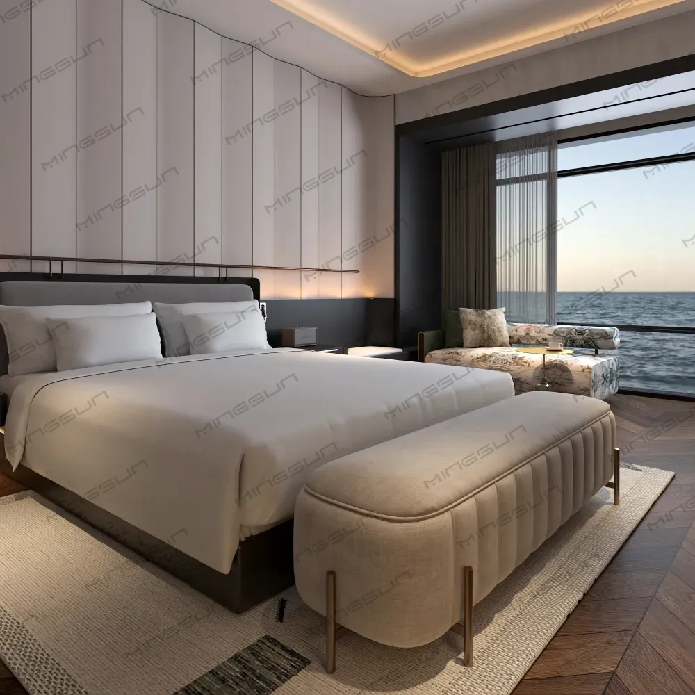 hotel-bedroom-with-beige-tufted-bench-ocean-view-boutique - MINGSUN hotel-bedroom-with-beige-tufted-bench-ocean-view-boutique - MINGSUN