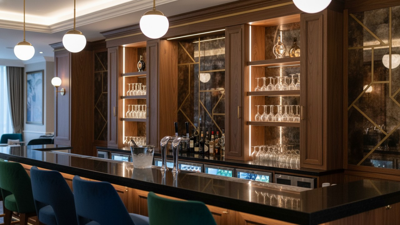 hotel custom back bar cabinets