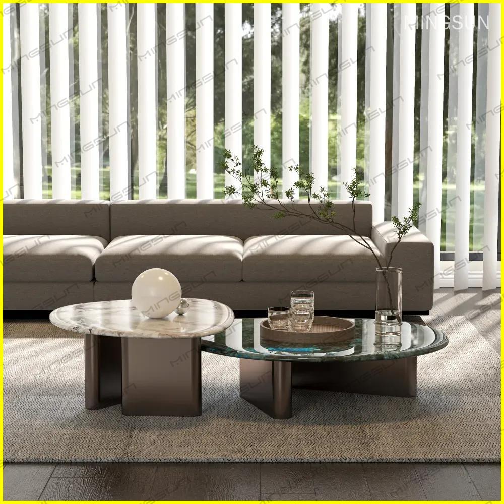 hotel-lounge-coffee-table-set-natural-light-vertical-blinds - MINGSUN