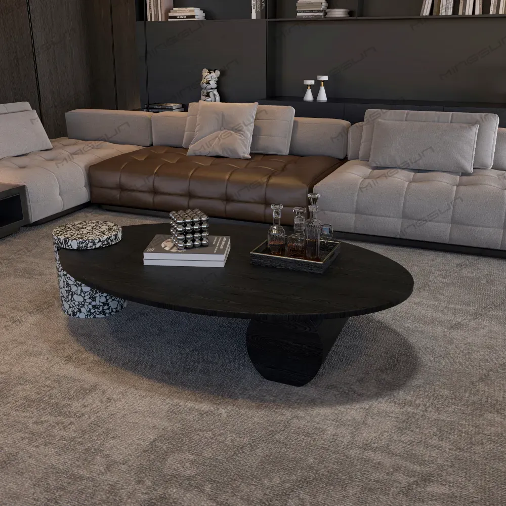 hotel-suite-lounge-with-oval-coffee-table-and-terrazzo-stool - MINGSUN hotel-suite-lounge-with-oval-coffee-table-and-terrazzo-stool - MINGSUN