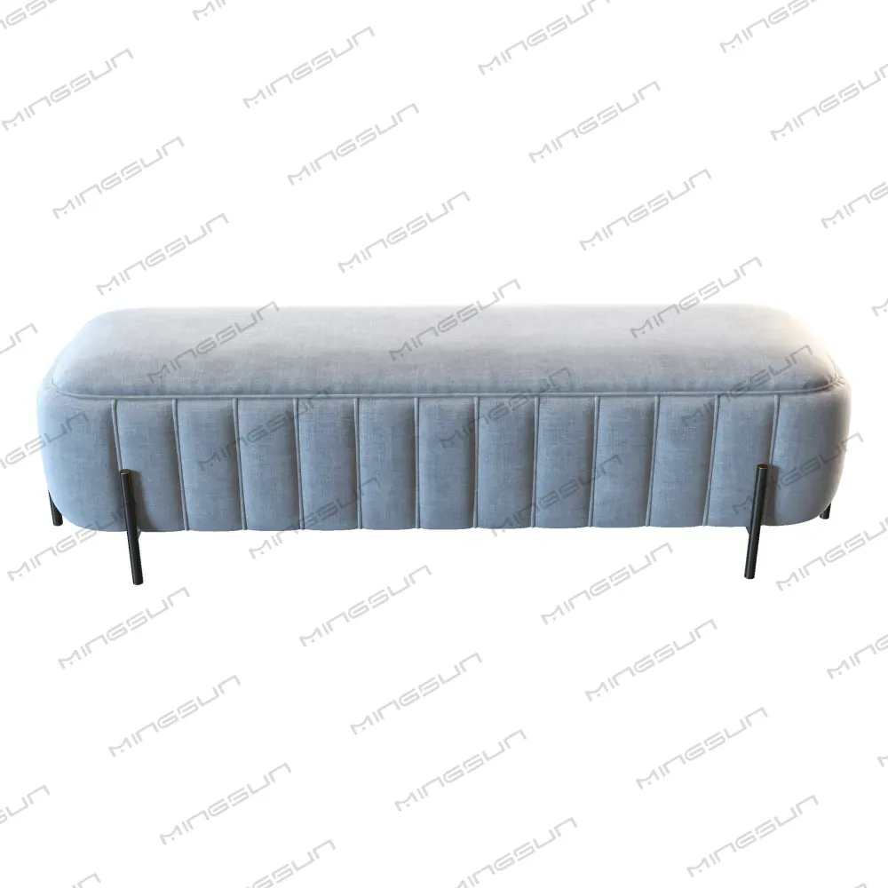 light-blue-velvet-bench-with-channel-tufting-hotel-bedroom - MINGSUN light-blue-velvet-bench-with-channel-tufting-hotel-bedroom - MINGSUN