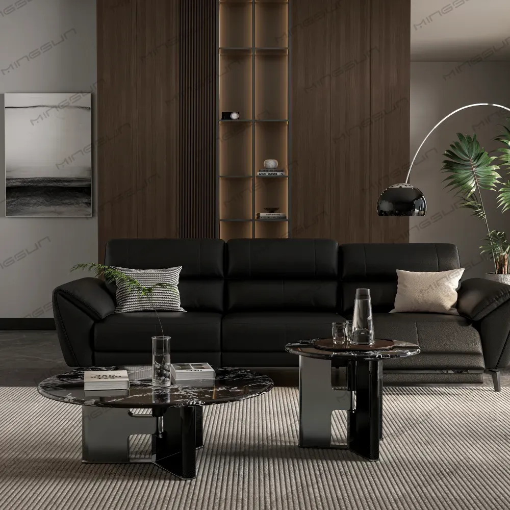 luxury-black-leather-sofa-with-marble-coffee-table-hotel-suite - MINGSUN luxury-black-leather-sofa-with-marble-coffee-table-hotel-suite - MINGSUN