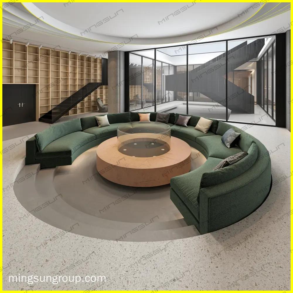 luxury-boutique-hotel-interior-with-circular-green-sofa - MINGSUN