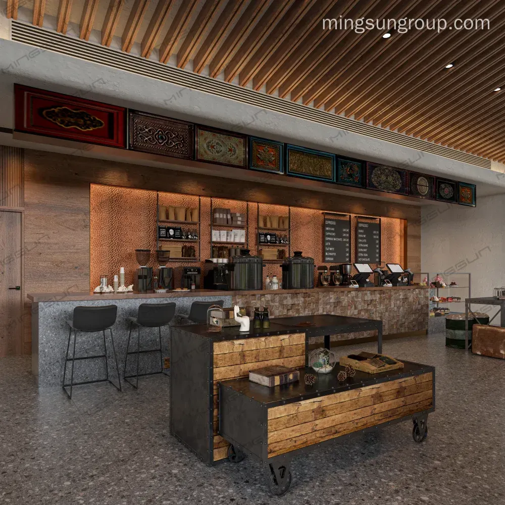 luxury-cafe-interior-with-rustic-wooden-counter-decorative-panels-and-industrial-style-furniture - MINGSUN