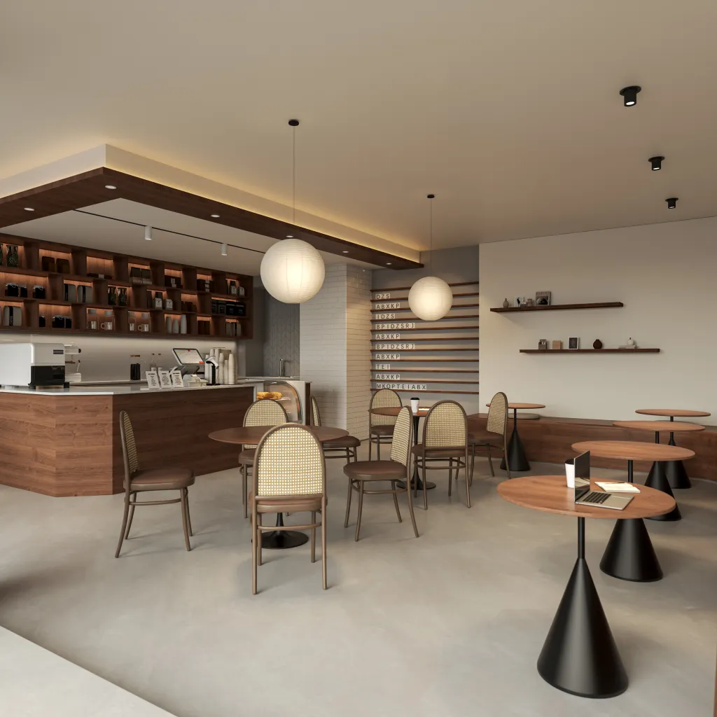 Coffee Shop Interior Solution | Custom Organic Modern System by MINGSUN