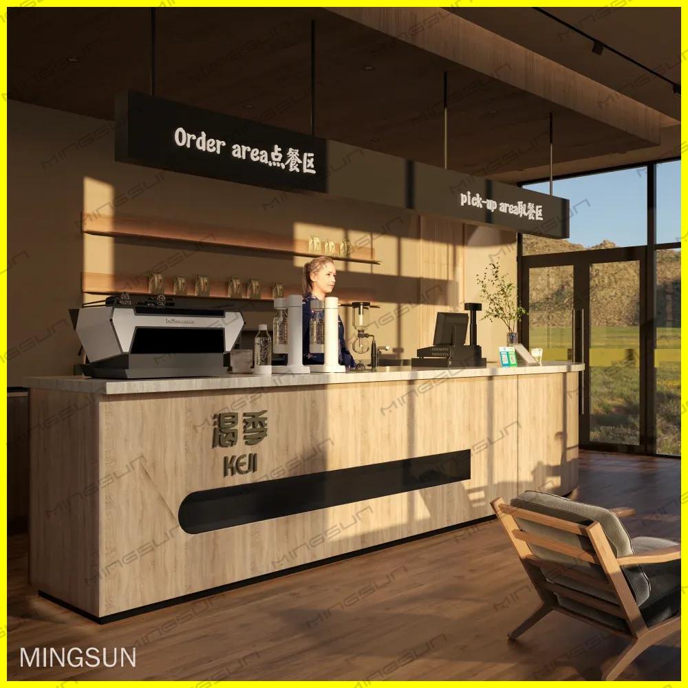 luxury-coffee-shop-counter-with-order-pick-up-zones-wooden-finish-and-branding-for-commercial-use - MINGSUN