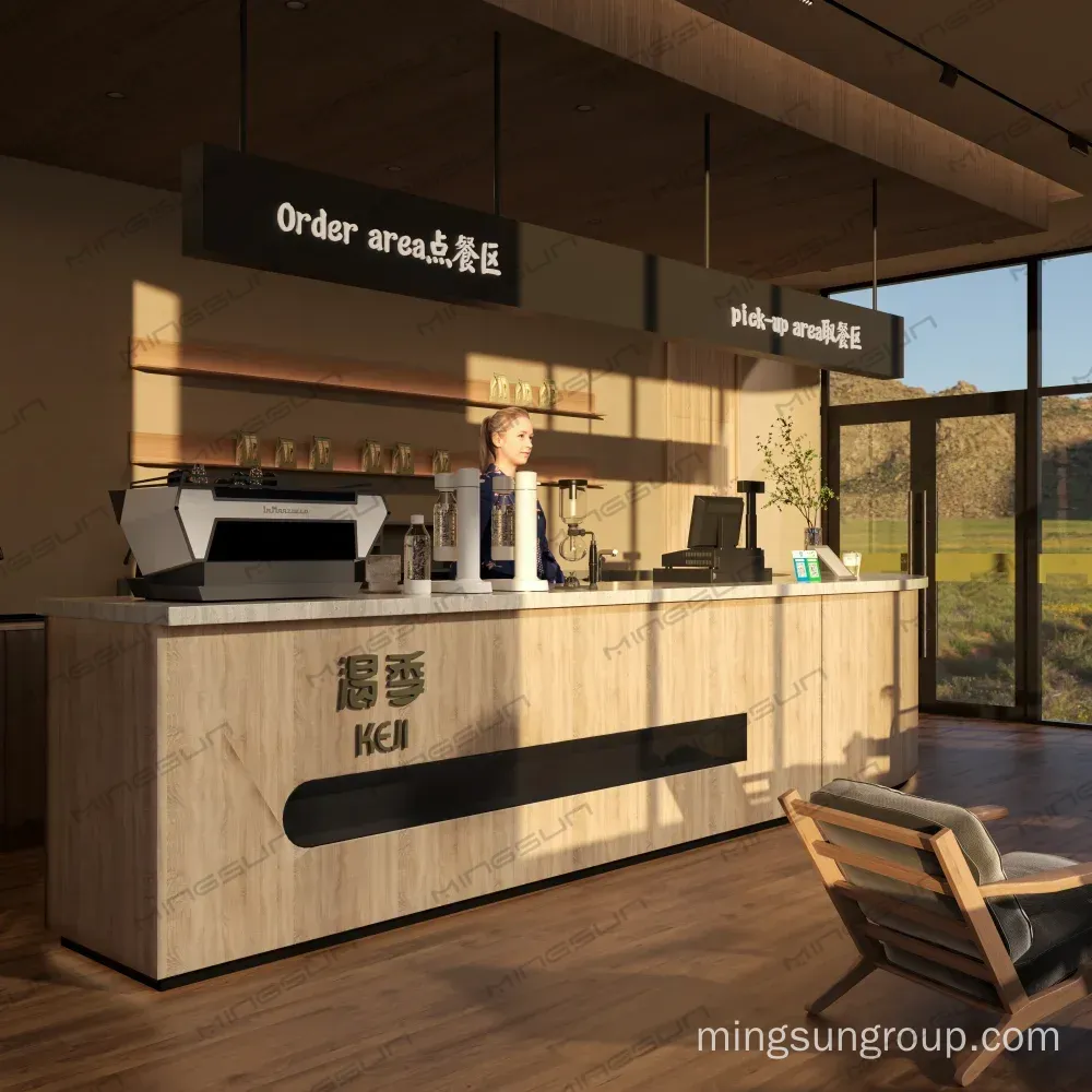 luxury-coffee-shop-counter-with-order-pick-up-zones-wooden-finish-and-branding-for-commercial-use - MINGSUN