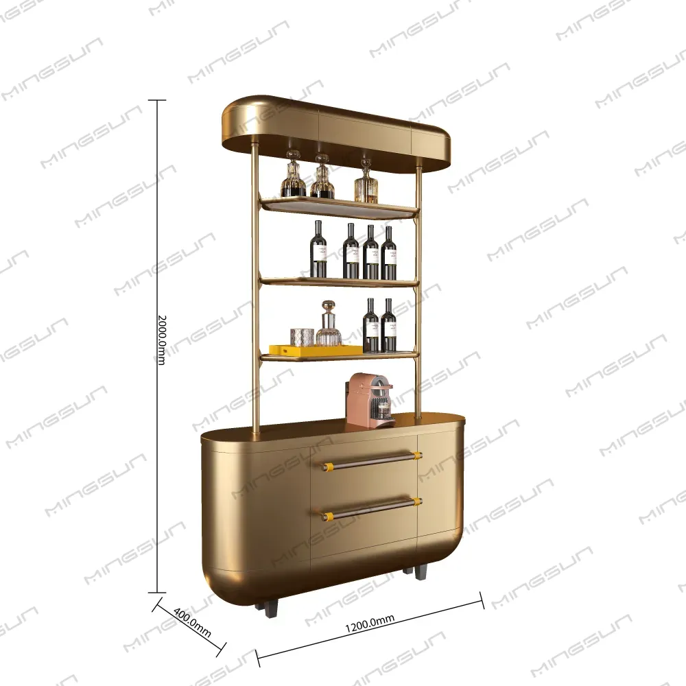 luxury display cabinet dimensions 1200x400x2400mm with gold accents and high end wood veneer for retail - MINGSUN