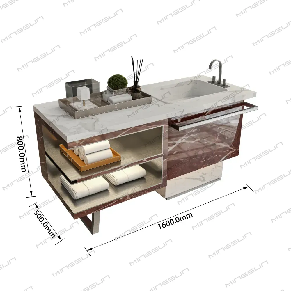 luxury-hotel-bathroom-vanity-dimensions-1600mm-800mm-red-marble-single-sink-open-storage-specs-premium-console - MINGSUN