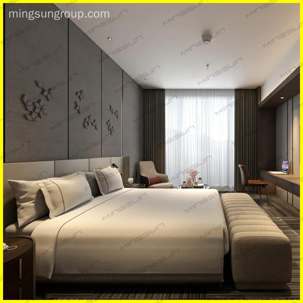 luxury-hotel-bedroom-interior-with-channel-tufted-bench - MINGSUN