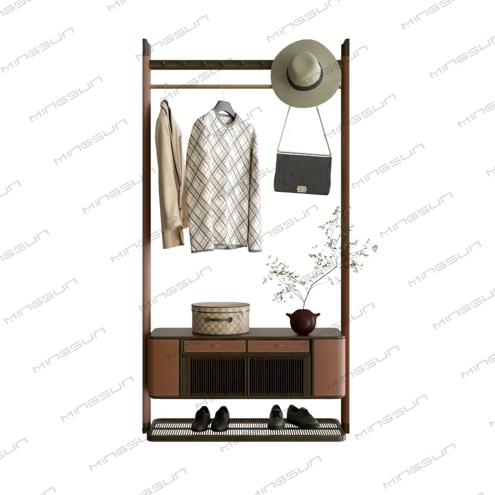 luxury-hotel-entryway-closet-with-wooden-frame-and-open-shoe-rack-for-guest-convenience - MINGSUN luxury-hotel-entryway-closet-with-wooden-frame-and-open-shoe-rack-for-guest-convenience - MINGSUN