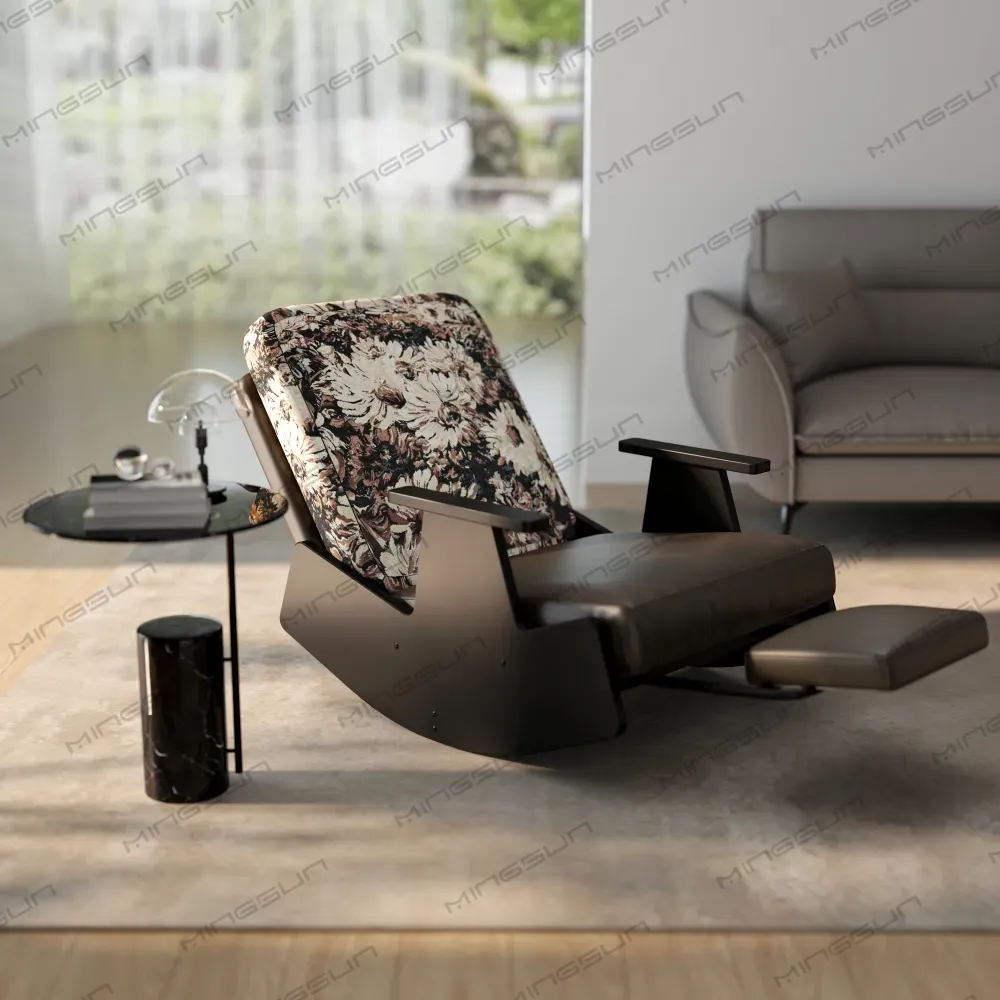 luxury-hotel-living-room-with-floral-recliner-and-marble-table - MINGSUN