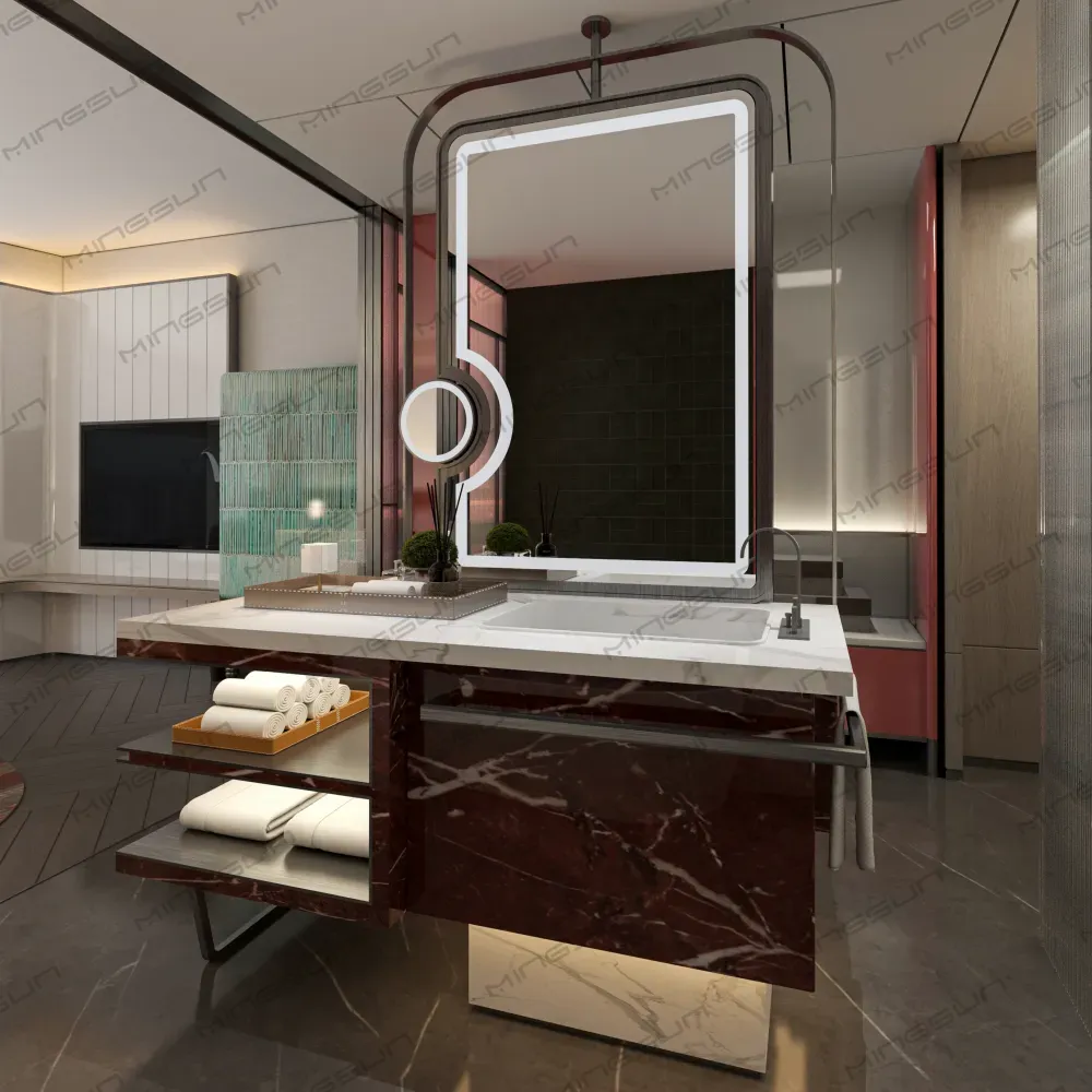 luxury-hotel-master-bathroom-vanity-illuminated-mirror-modern-marble-sink-console-minimalist-design-stylish-wet-area - MINGSUN luxury-hotel-master-bathroom-vanity-illuminated-mirror-modern-marble-sink-console-minimalist-design-stylish-wet-area - MINGSUN