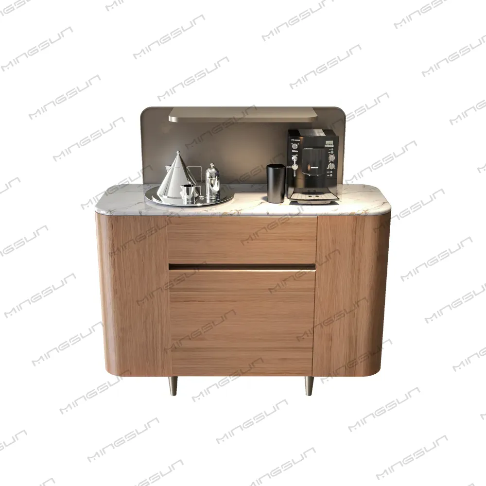 luxury-hotel-minibar-cabinet-with-marble-top-and-wood-finish-for-guest-room-comfort - MINGSUN