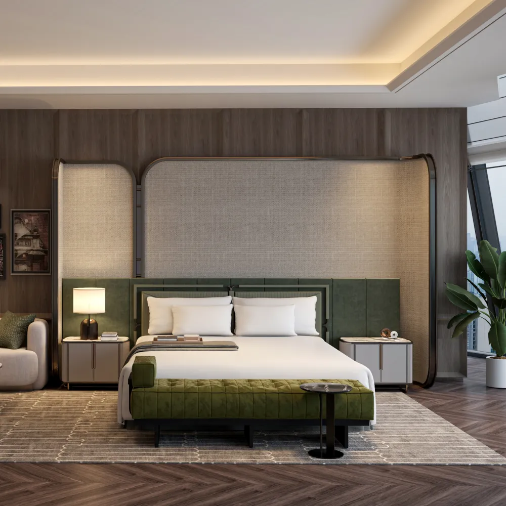 luxury-hotel-suite-interior-with-green-velvet-bed-and-ambient-lighting-for-premium-guest-experience